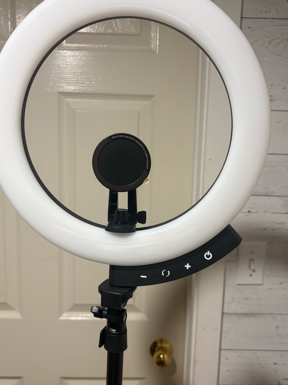 LED Ring Light with Mirror and Phone Mount - White/Black
